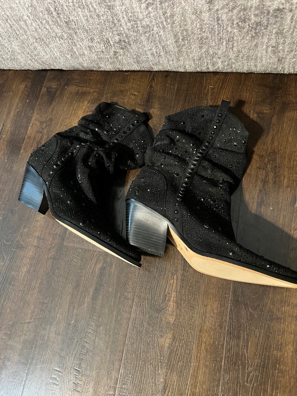Black Rhinestone Boots